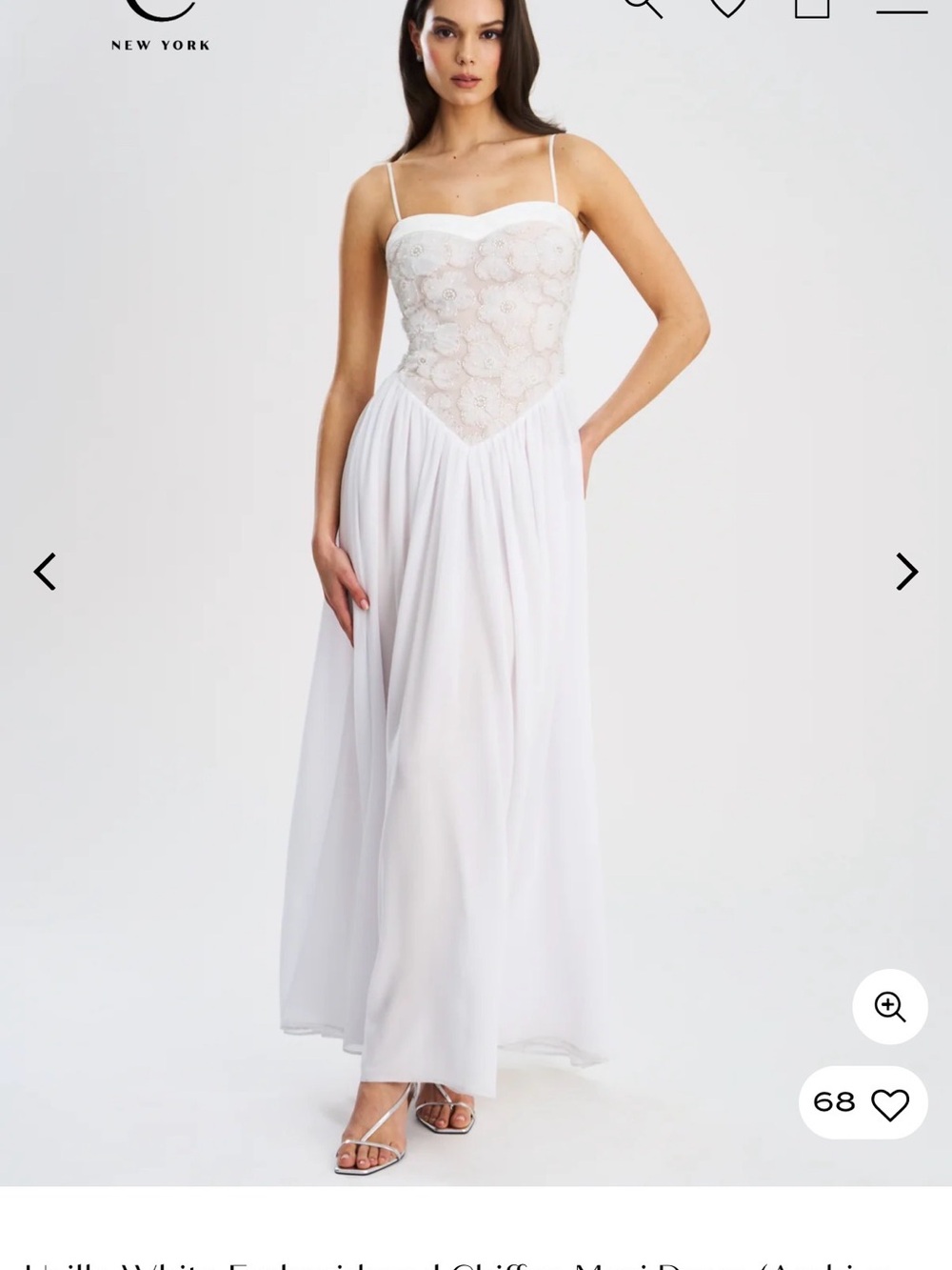 Miss Circle Ucille White Embroidered Chiffon Maxi Dress